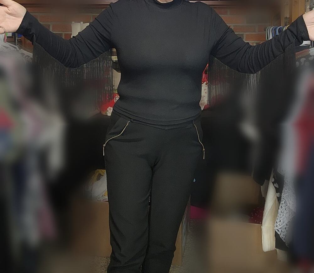 NWT Ellison The Fresno Fringe Long Sleeve Mock Neck Top Black Size Large